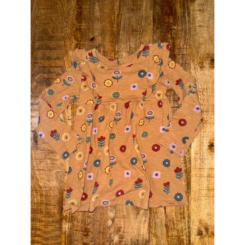 Little Co. by Lauren Conrad Girls 5T Organic Cotton Floral Ruffle Dress Mustard